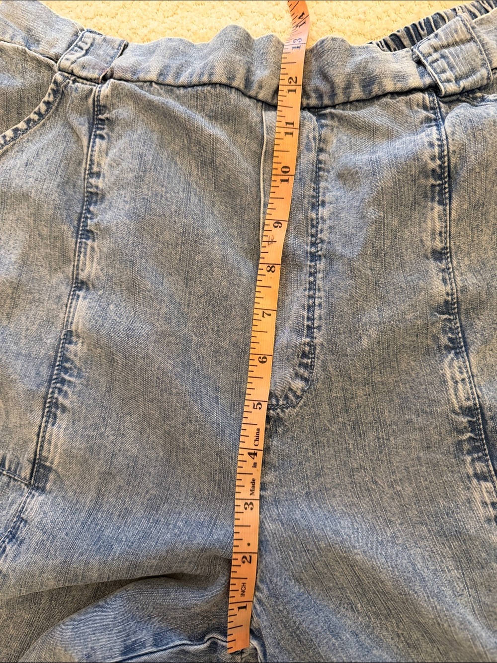 Jane + Delancey Light Wash Lyocell Chambray Wide Leg Cropped Pants - size Medium - Picture 7 of 11
